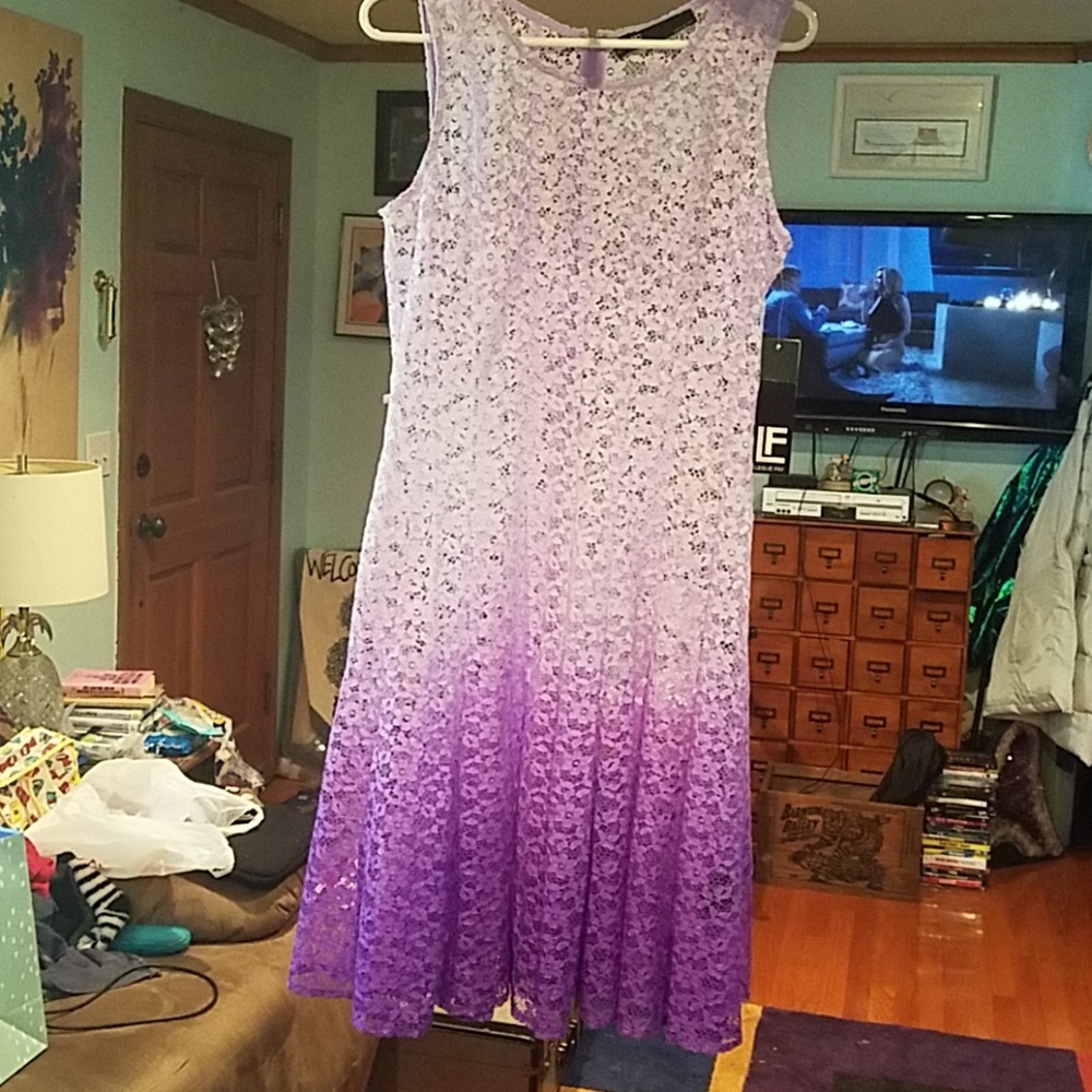 NWT LF Leslie Fay Dress Blended Purple Lace Sz 10 Z01